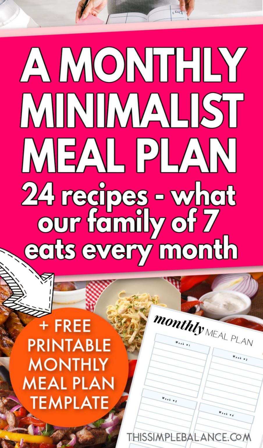 FREE Monthly Meal Planner Printable + Example Meal Plan This Simple